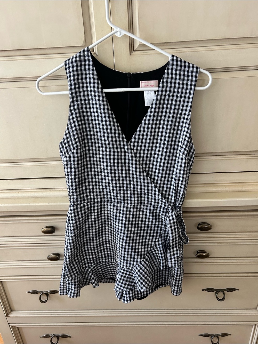 love...ady Black and White Gingham romper